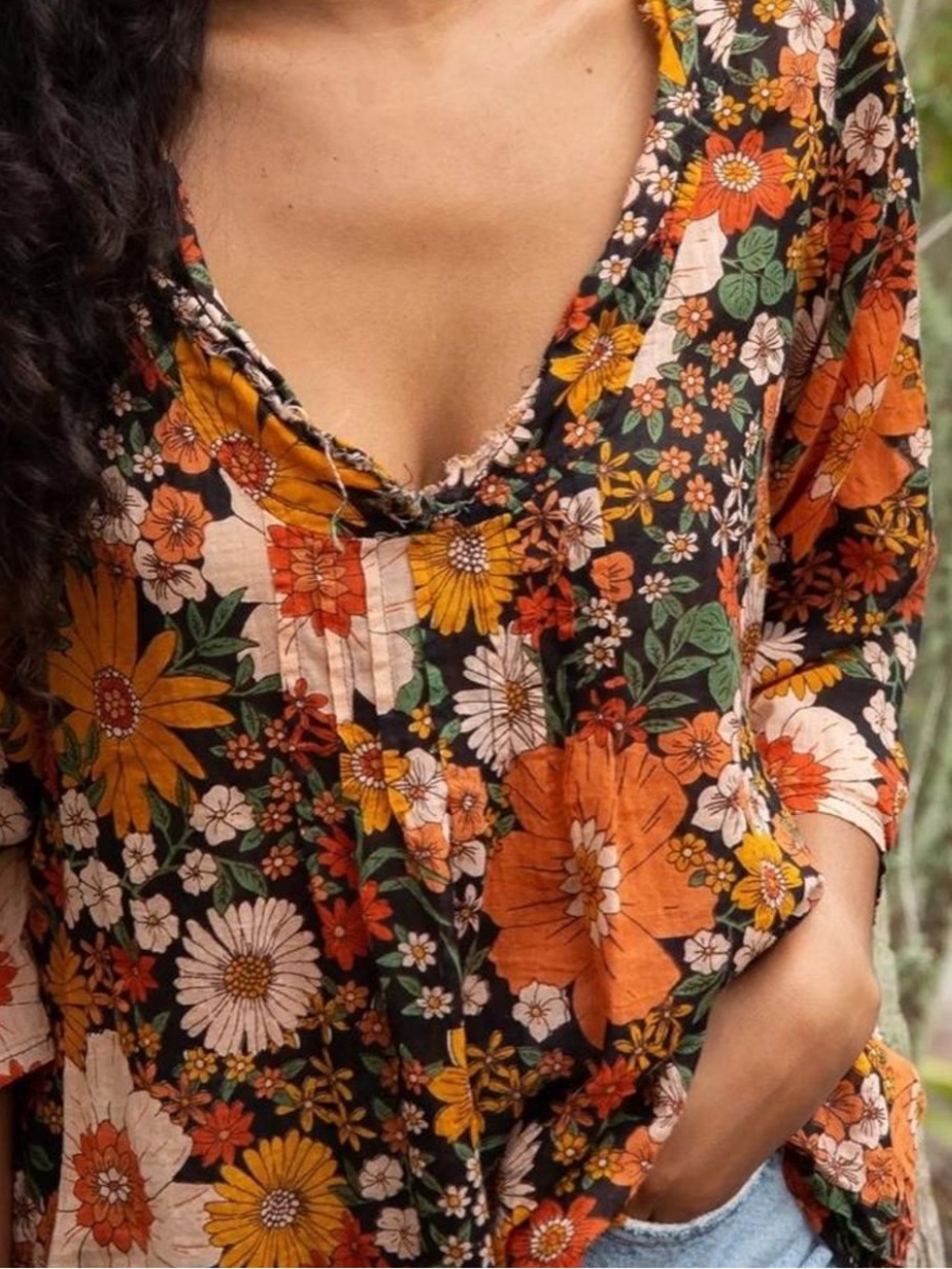 NATURAL LIFE Women’s Boho Floral Lightweight Top Long Sleeve size L/XL - Picture 3 of 12
